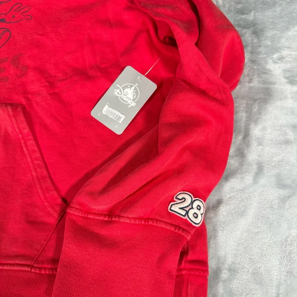 Disney Good Times Graphic Hoodie Mens XL Boxy Oversized Fit Washed Red NEW - Picture 3 of 8